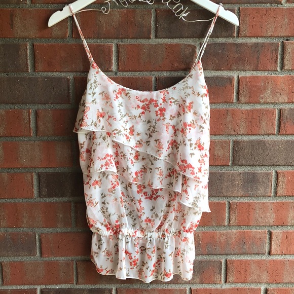 Tops - 🔴 Rumors | Floral Print Ruffle Tank Top L